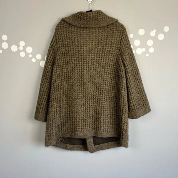 Magaschoni Mohair Wool Knit Cardigan Coat Cowl Neck One Button Sweater Jacket - Picture 7 of 8